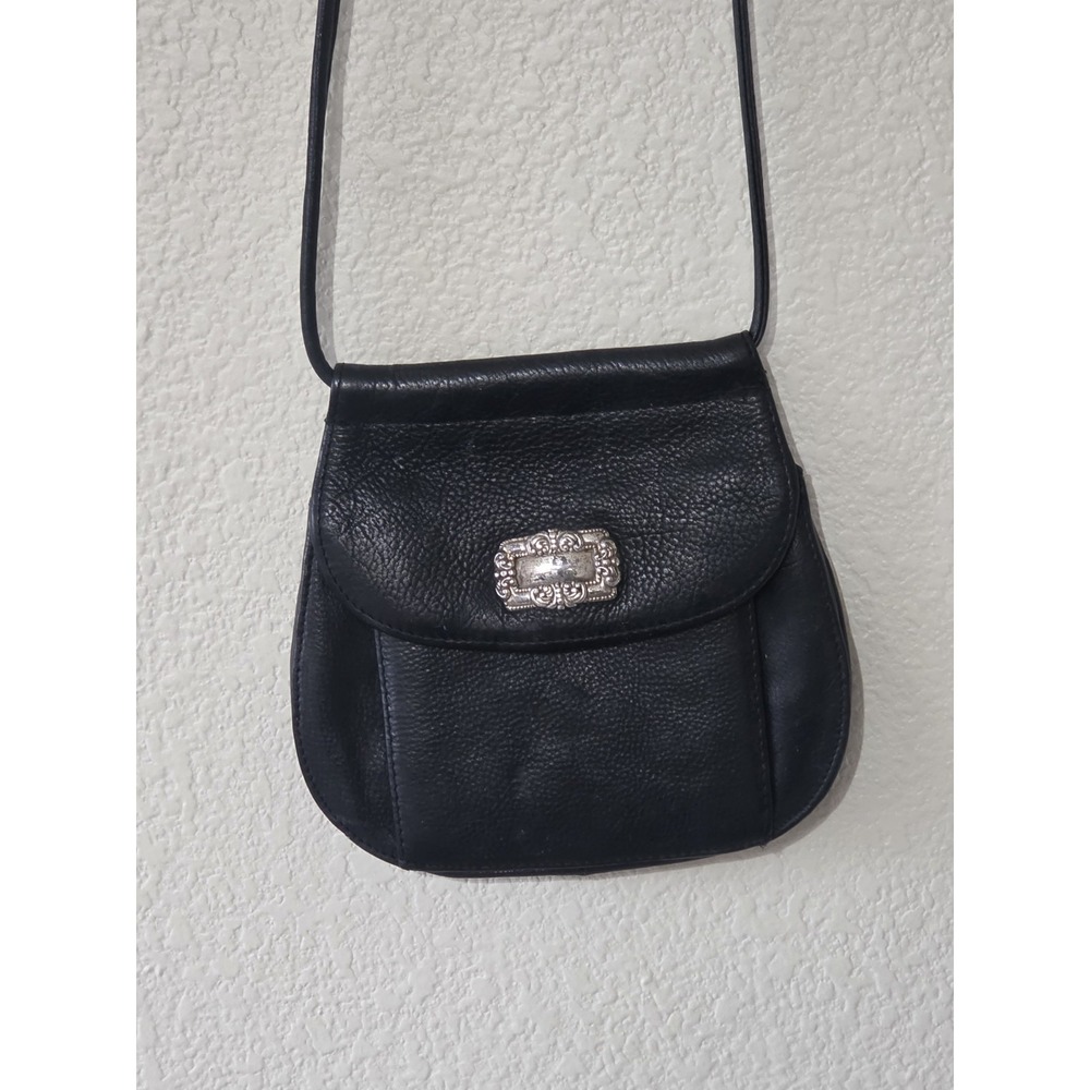 FOSSIL Vintage Black Genuine Leather Crossbody Purse Bag. 90s Y2K. Going Out Bag